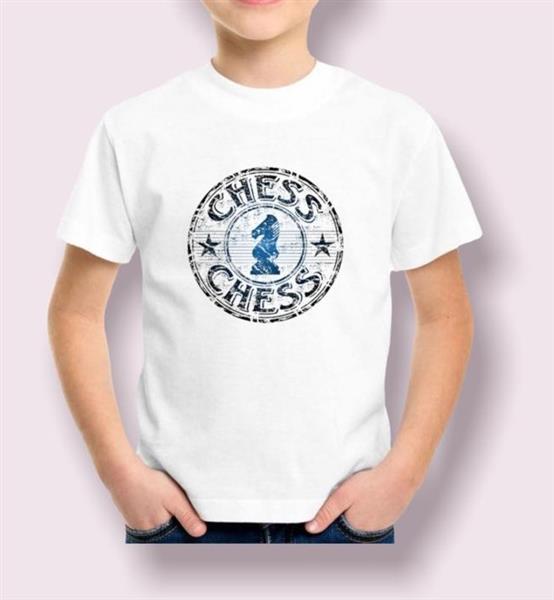 Satranç Tasarım T-Shirt Mavi Baskılı