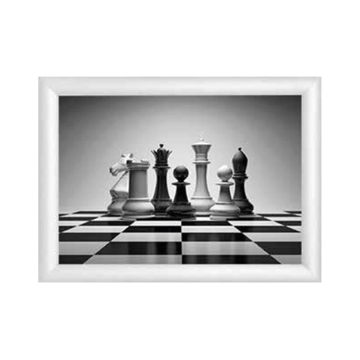 Satranç Tasarım Tablo Beyaz Çerçeve
