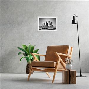 Satranç Tasarım Tablo Beyaz Çerçeve