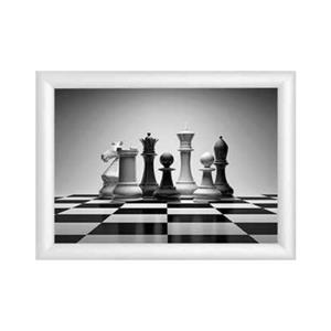 Satranç Tasarım Tablo Beyaz Çerçeve