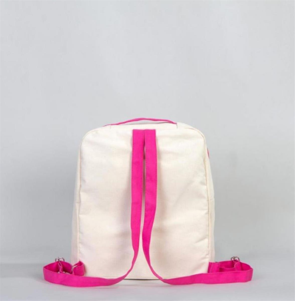 Satranç Tasarım Kanvas Sırt çantası – Neon Pembe